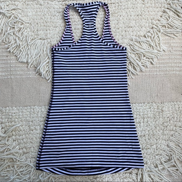 LULULEMON black and white Classic stripe Cool Racerback tank top 2 - Picture 6 of 9